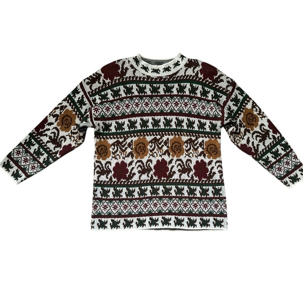 Vintage Headliners Sweater Floral Print Multicolor Size Medium